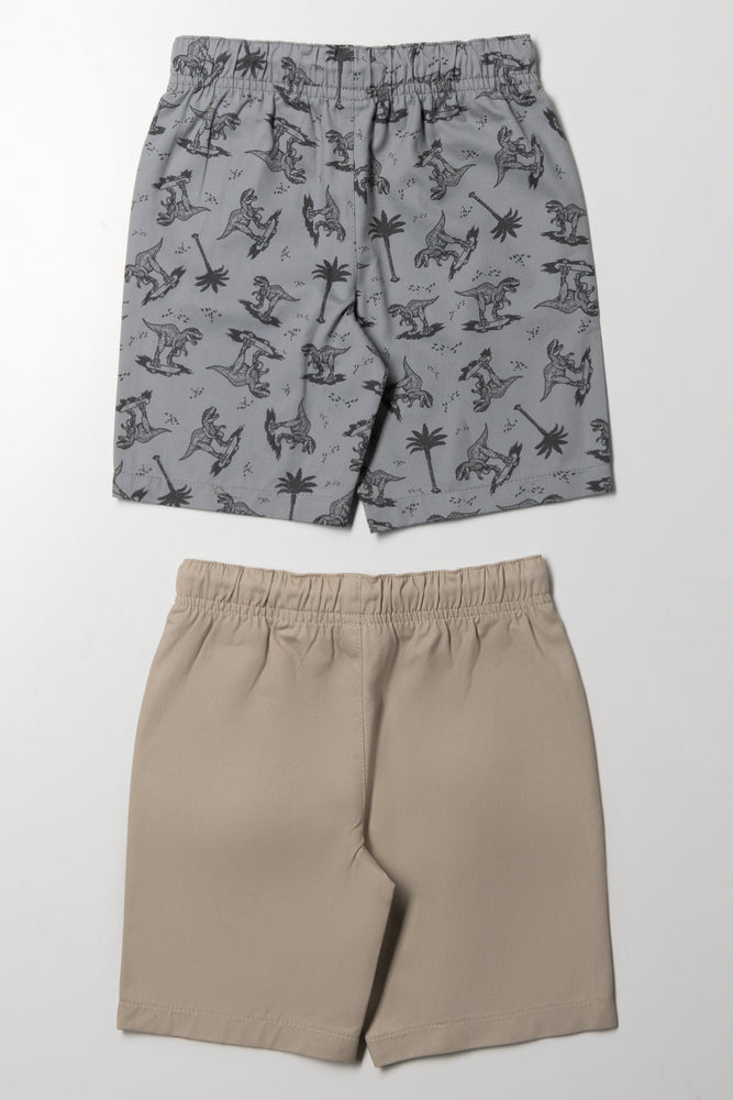 2 Pack Shorts Grey And Natural (2)