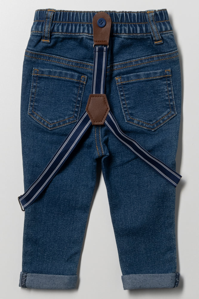 Denim Jeans With Braces Blue (2)