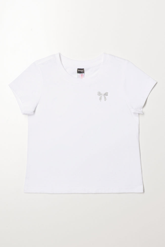 Short Sleeve Bow T-Shirt White
