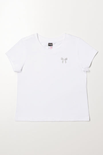 Short Sleeve Bow T-Shirt White