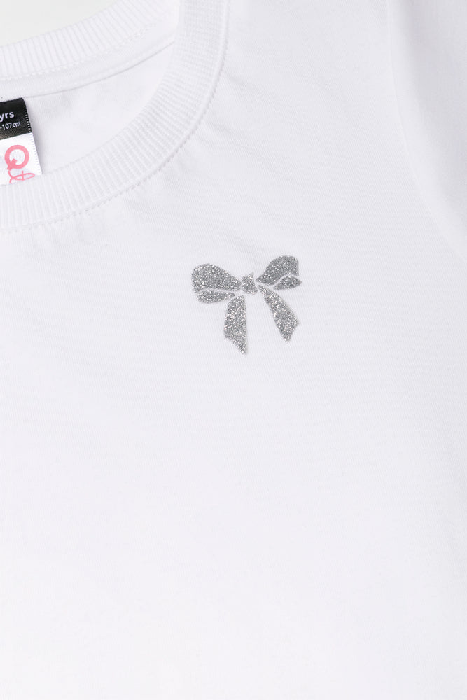 Short Sleeve Bow T-Shirt White