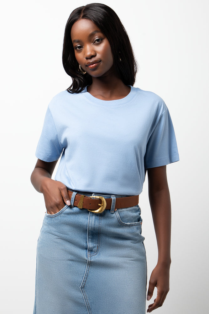 Crew Neck Short Sleeve Regular Fit T-Shirt Blue