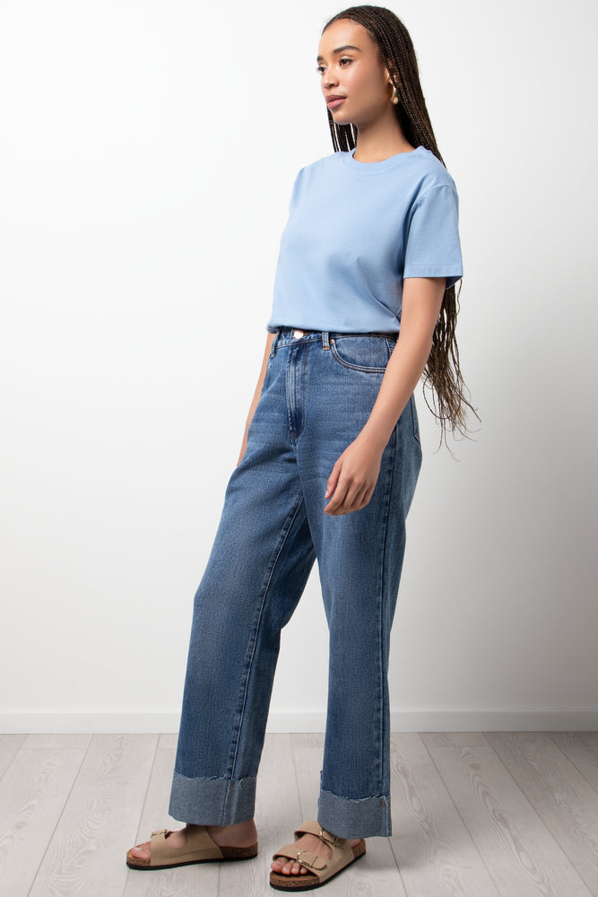Crew Neck Short Sleeve Regular Fit T-Shirt Blue (1)