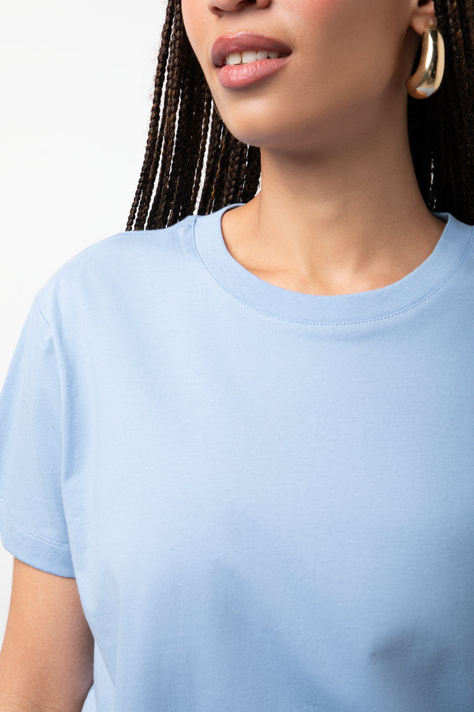 Crew Neck Short Sleeve Regular Fit T-Shirt Blue (3)
