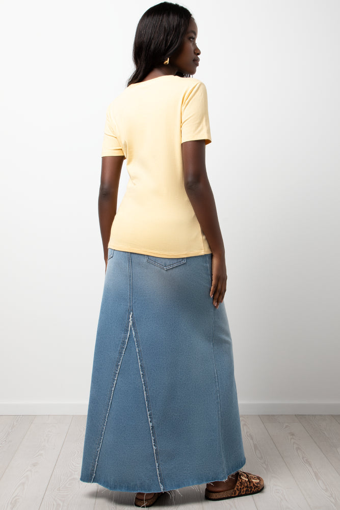 Crew Neck Short Sleeve Fitted T-Shirt Yellow (2)
