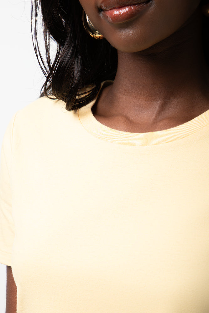 Crew Neck Short Sleeve Fitted T-Shirt Yellow (3)