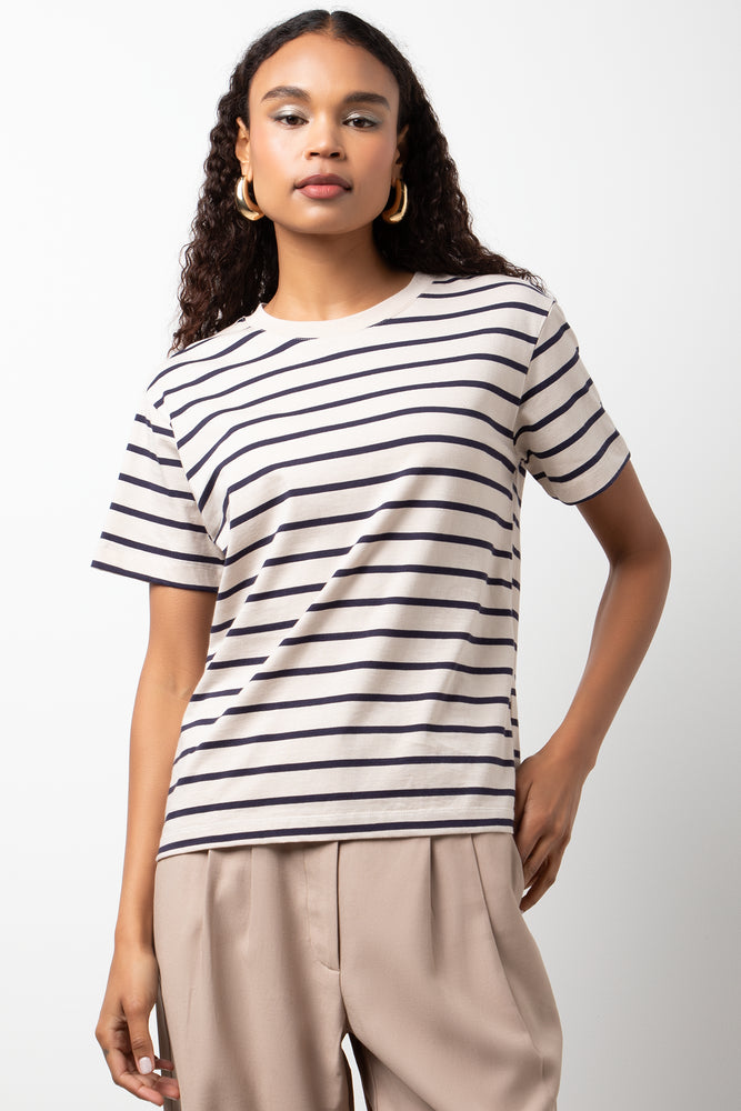 Short Sleeve Stripe T-Shirt Natural