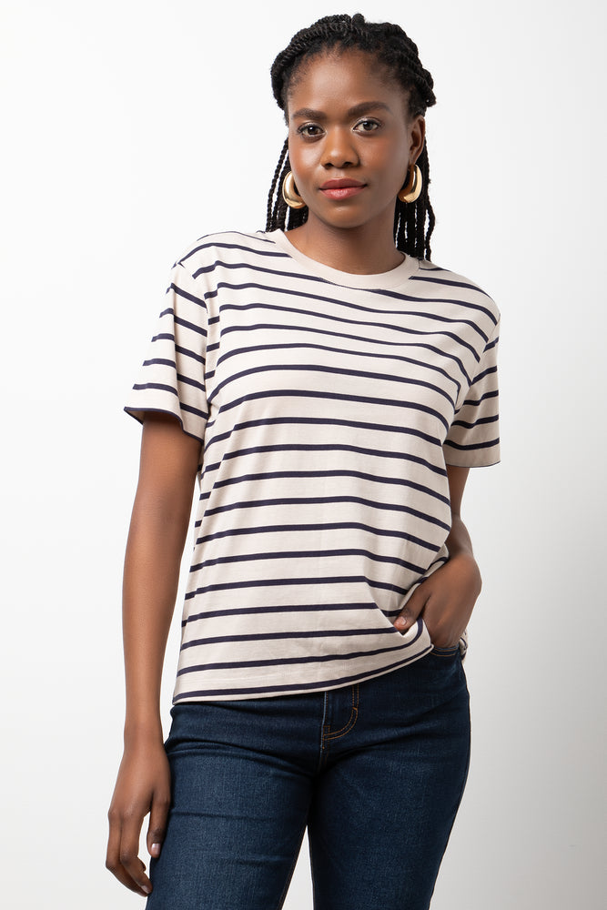 Short Sleeve Stripe T-Shirt Natural