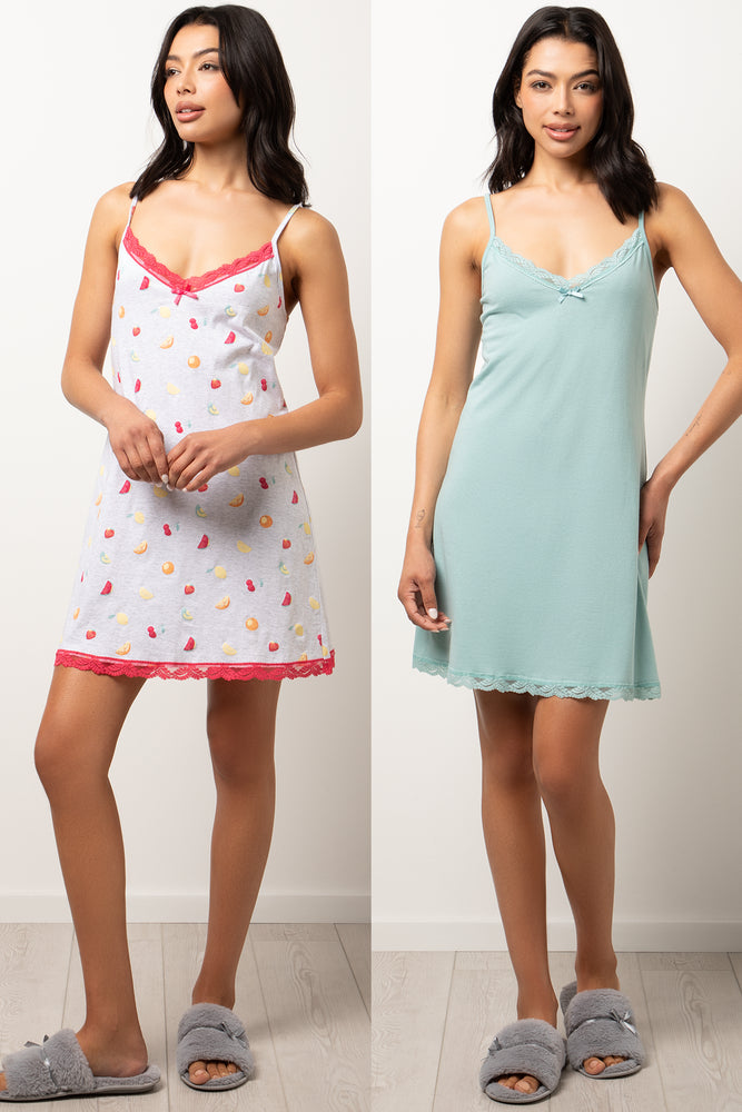 2 Pack Chemise White And Sage