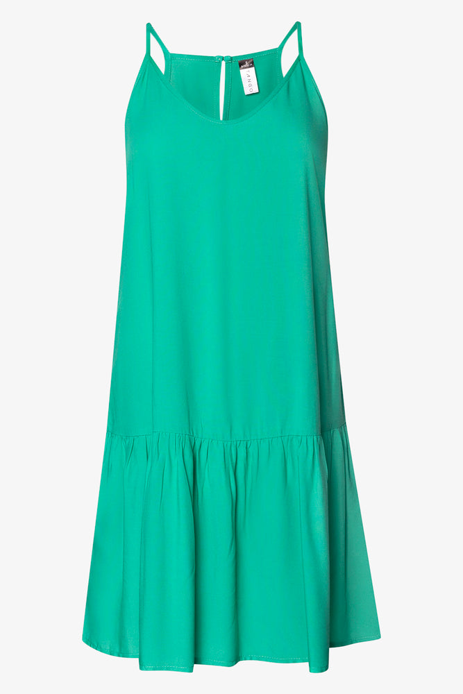 Tier Hem Strappy Dress Green