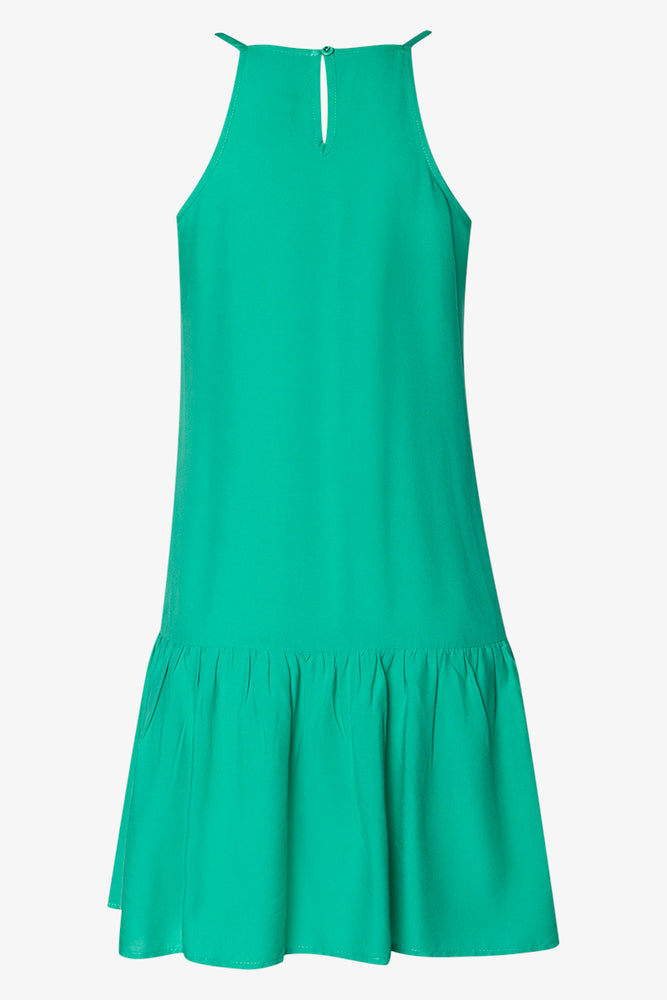 Tier Hem Strappy Dress Green