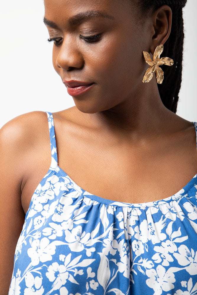 Floral Strappy Dress Blue (3)