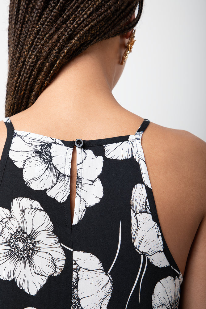 Floral Strappy Dress Black (3)