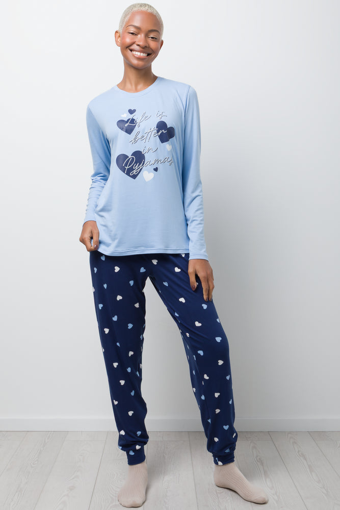 Life Is Better in Pyjamas Knit Set Blue