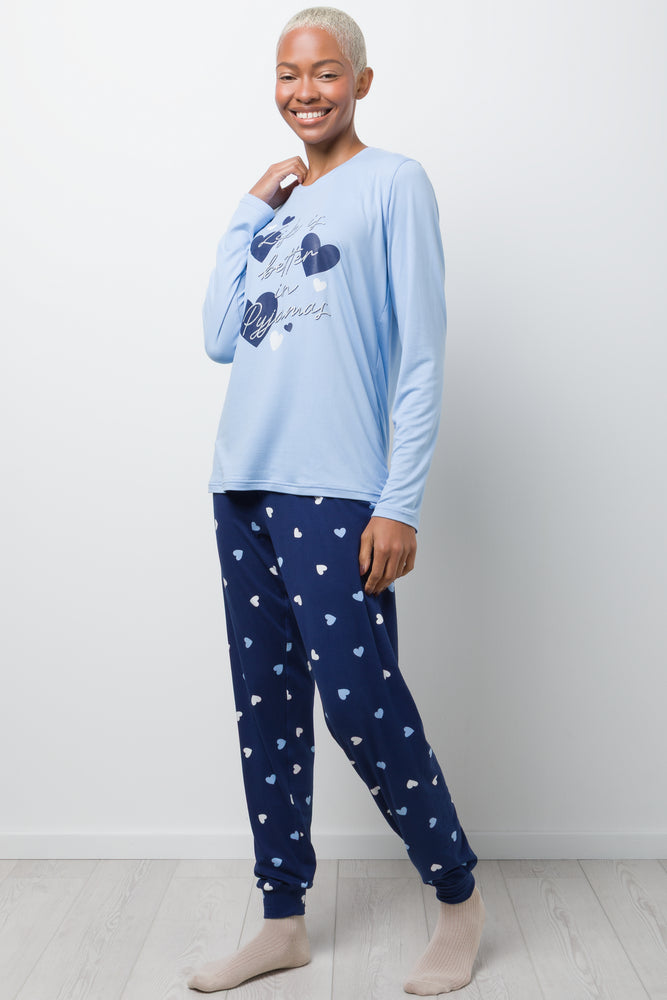 Life Is Better in Pyjamas Knit Set Blue (1)