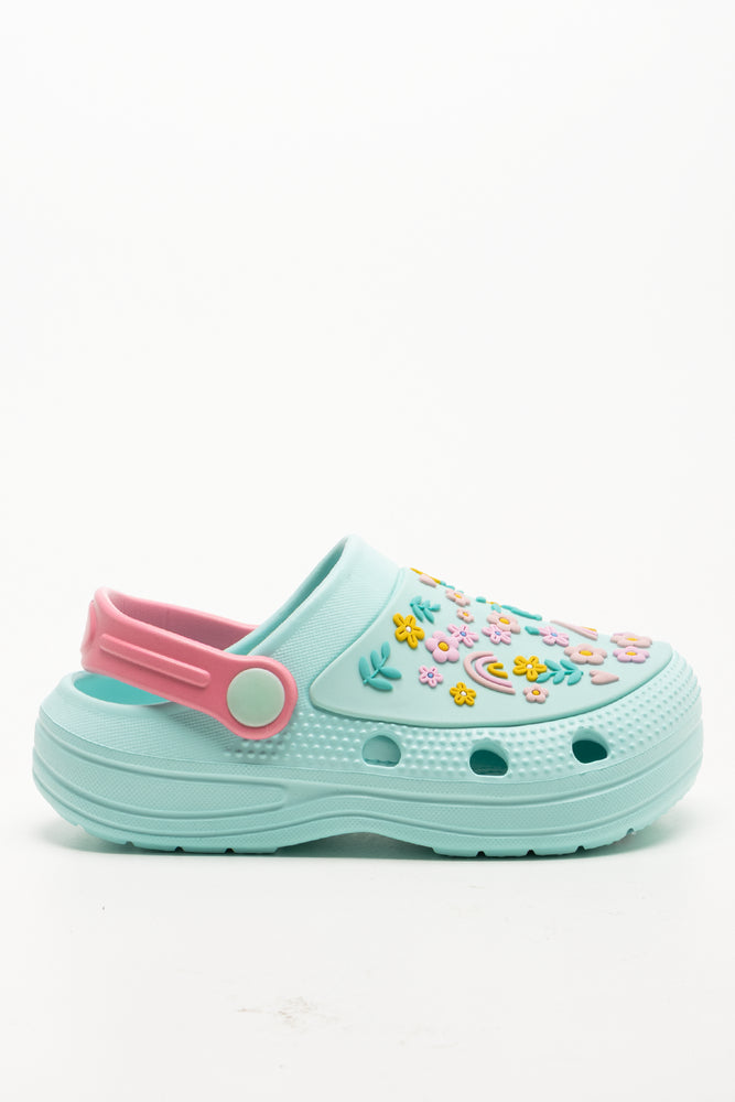 Flower Garden Clogs Aqua