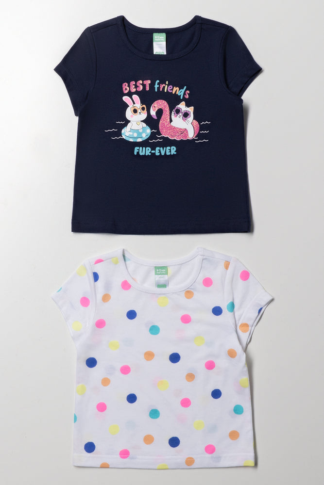 2 Pack T-Shirt Navy And White