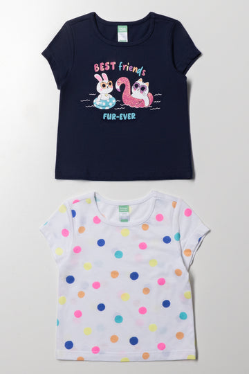 2 Pack T-Shirt Navy And White