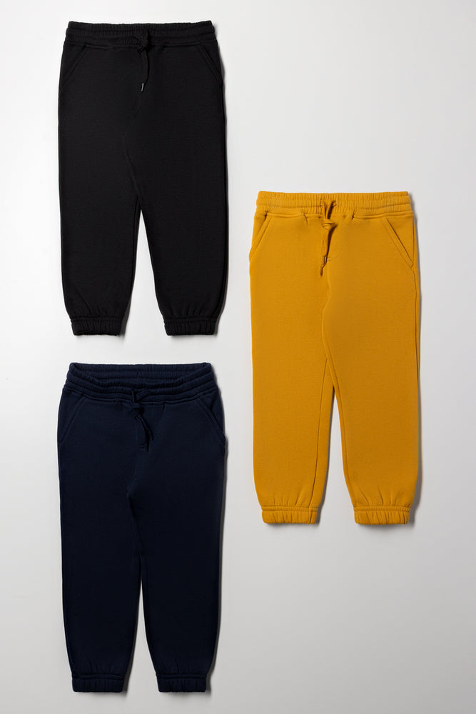 3 Pack Trackpants Navy, Black And Yellow