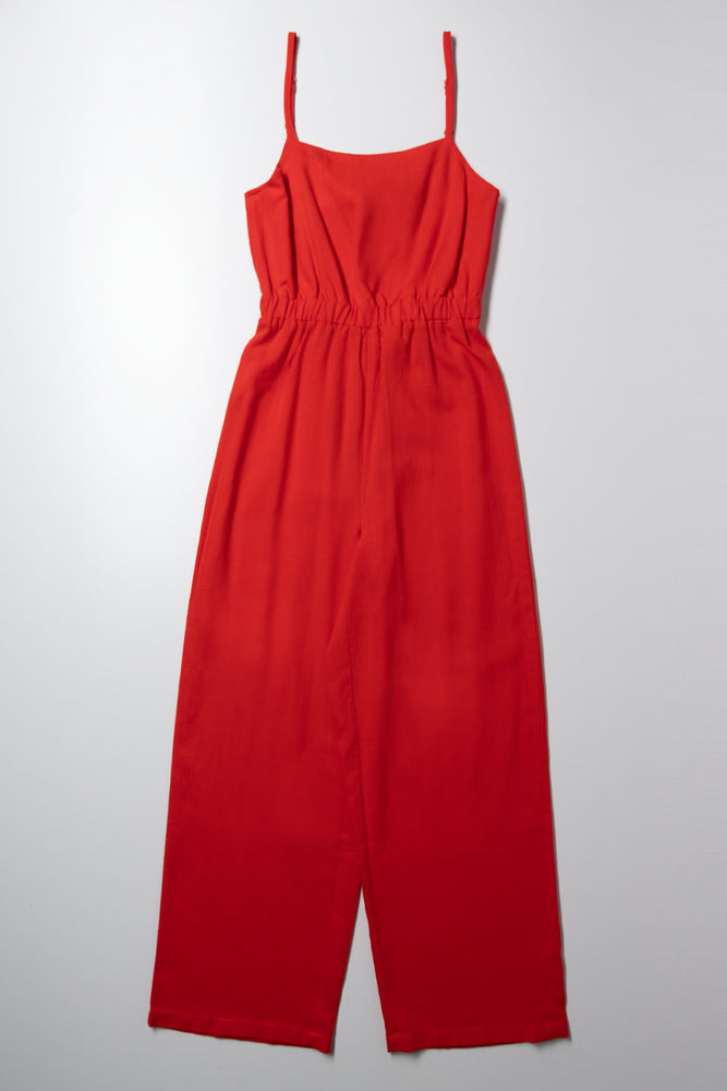Linen Jumpsuit Red