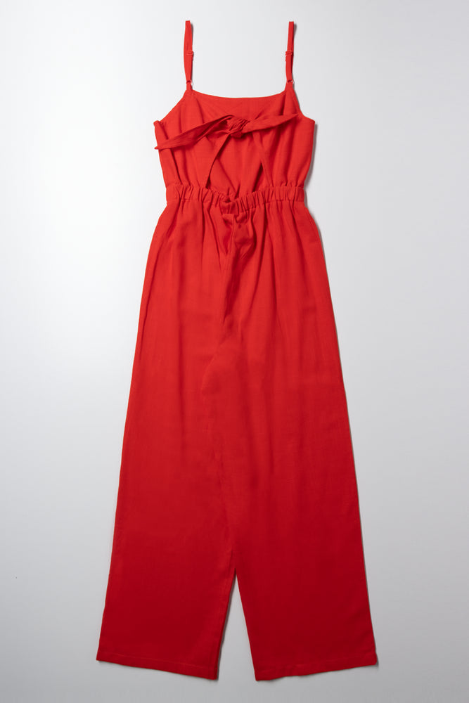Linen Jumpsuit Red (2)