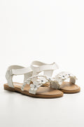 Braided Flower Sandals White