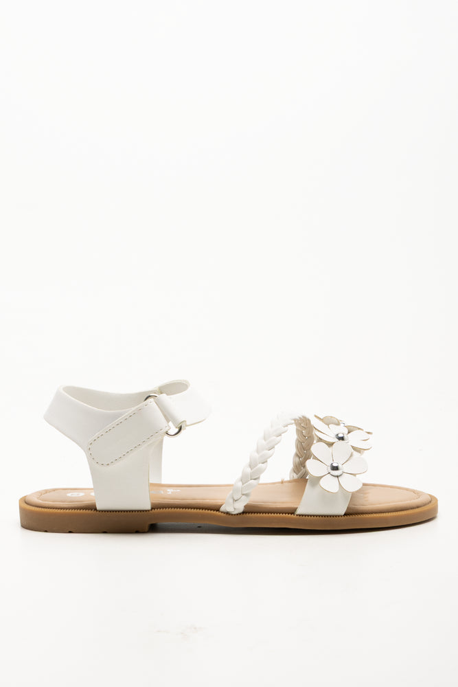Braided Flower Sandals White