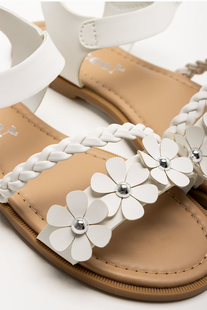 Braided Flower Sandals White (2)