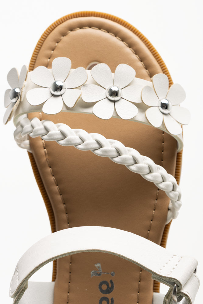 Braided Flower Sandals White (4)