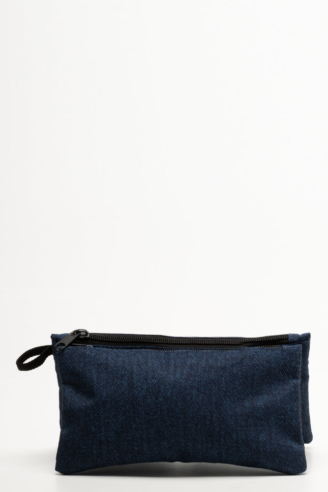 Denim Double Pencil Bag Blue