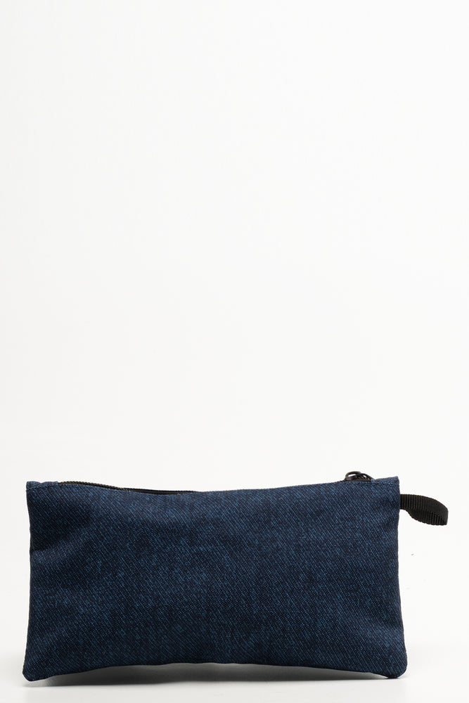 Denim Double Pencil Bag Blue