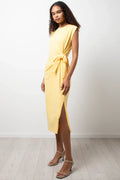 Midi T Shirt Dress With Knot Detail Yellow (1)