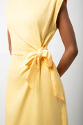 Midi T Shirt Dress With Knot Detail Yellow (3)