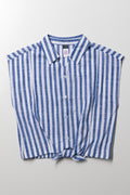 Front Tie Top Blue And White