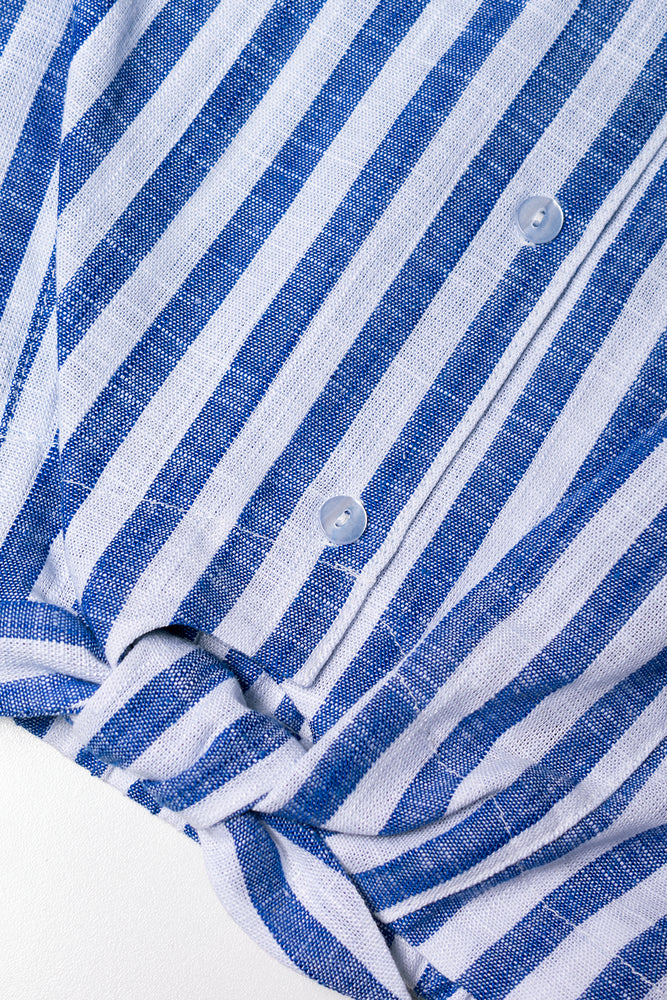 Front Tie Top Blue And White