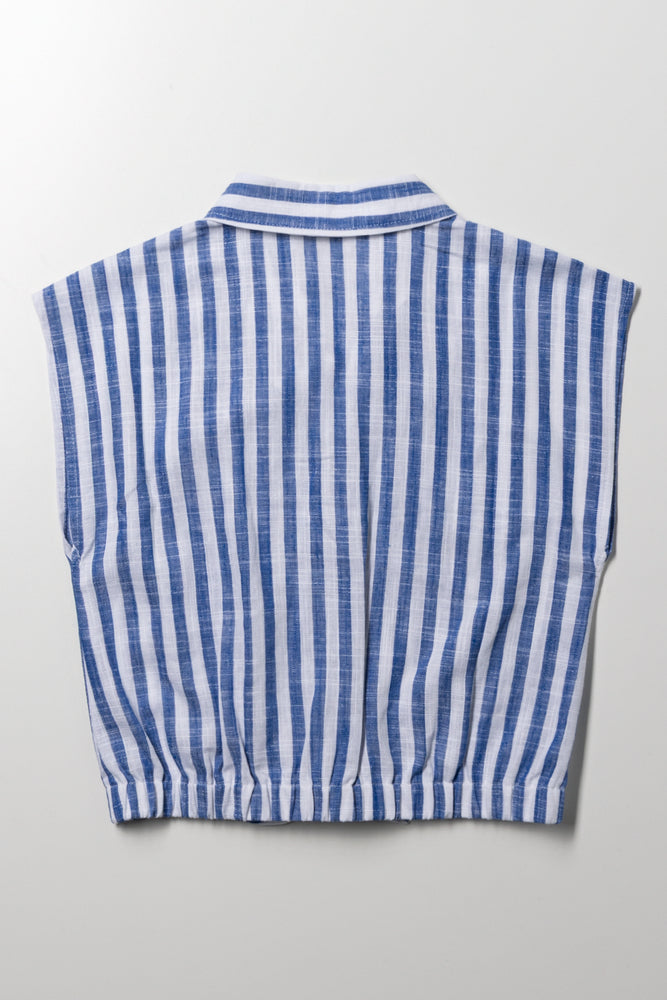 Front Tie Top Blue And White (2)