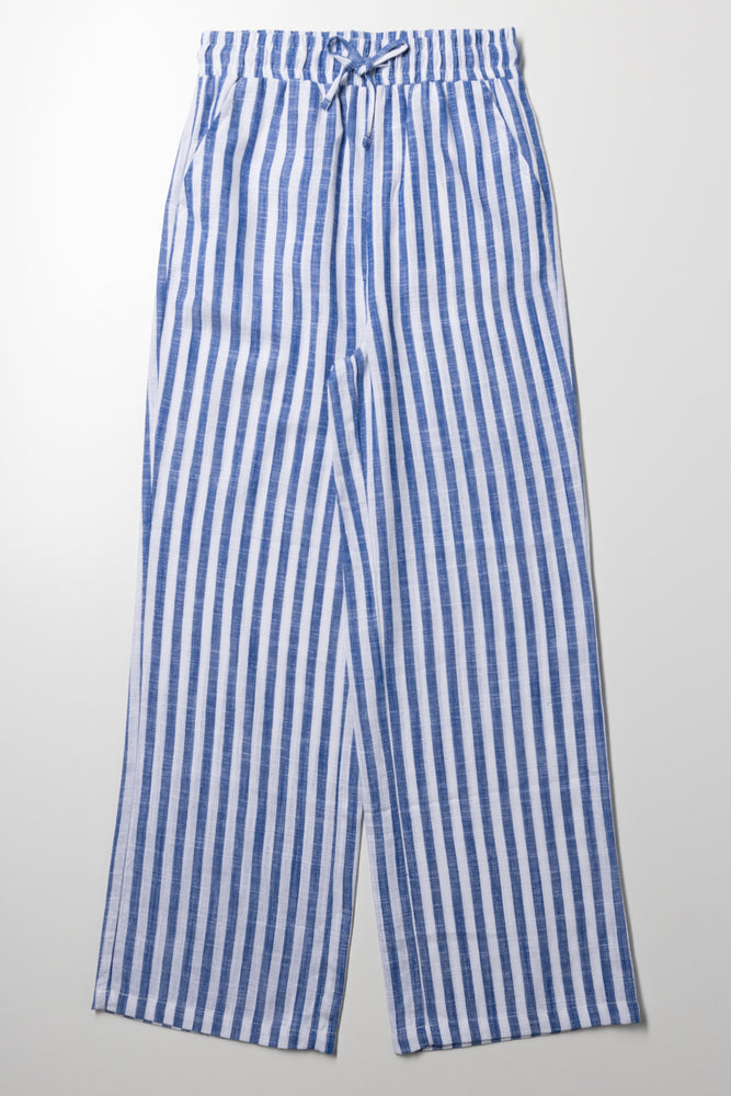 Stripe Linen Pants Blue And White