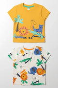 2 Pack Animal Short Sleeve T-Shirts Yellow And Cream