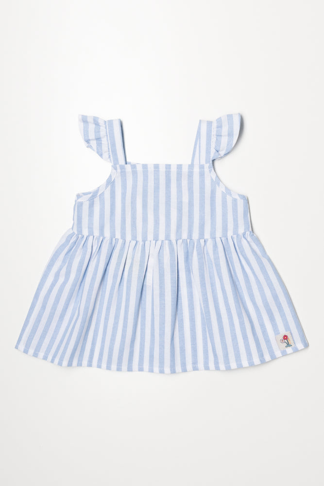 Peplum Frill Strap Top Blue