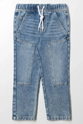 Knee Patch Denim Jeans Light Blue