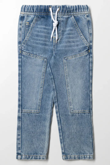 Knee Patch Denim Jeans Light Blue
