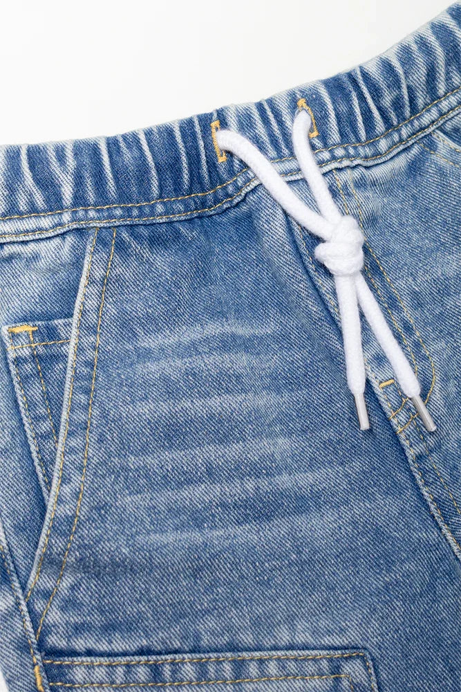 Knee Patch Denim Jeans Light Blue (1)