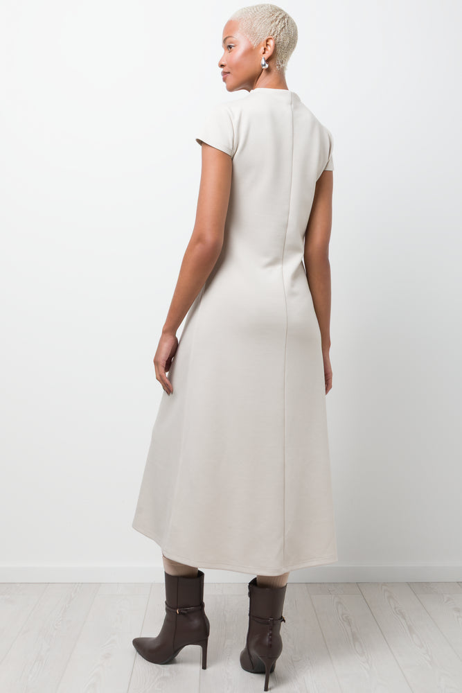 Cap Sleeve Fit And Flare Dress Natural (2)