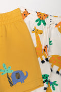 2 Pack Animal Shorts Yellow And Cream (1)