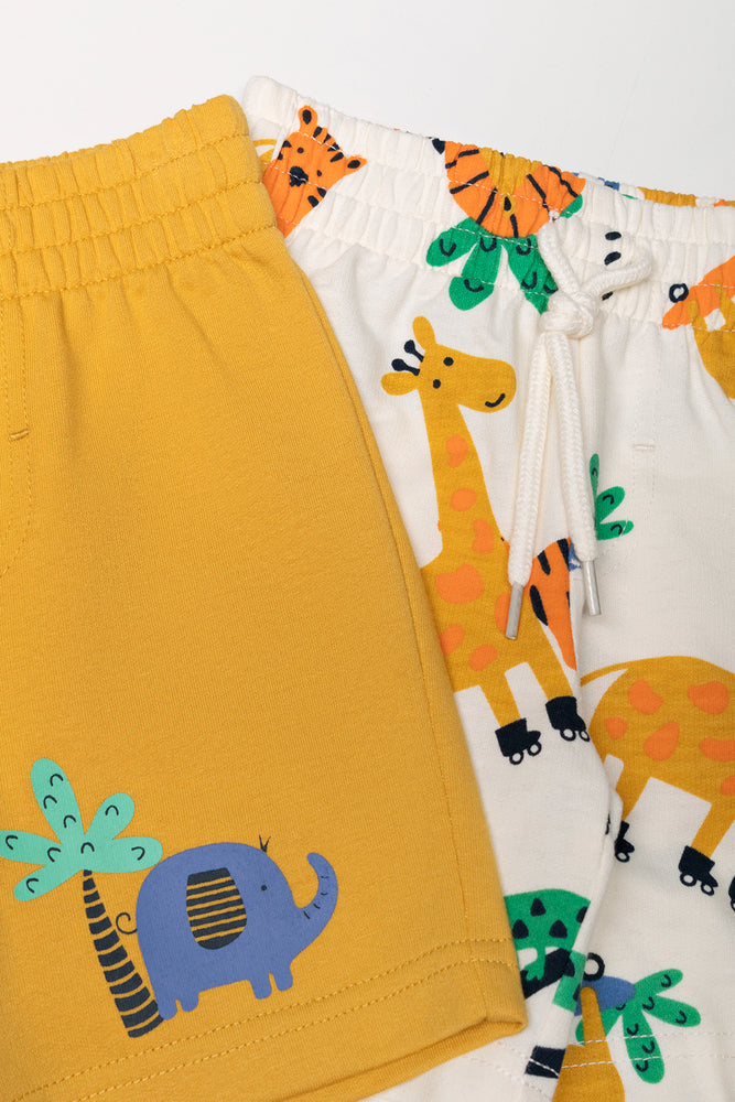2 Pack Animal Shorts Yellow And Cream (1)