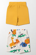 2 Pack Animal Shorts Yellow And Cream (2)