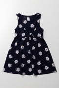 Floral Sleeveless Knit Dress Navy
