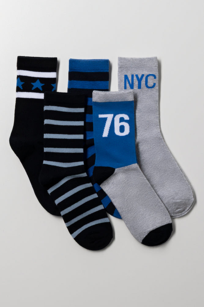 5 Pack Socks Navy And Grey