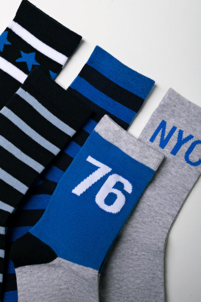 5 Pack Socks Navy And Grey