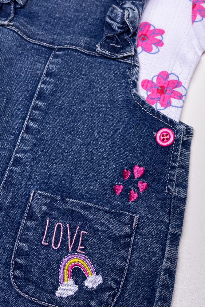 Dungaree With T-Shirt Set Pink
